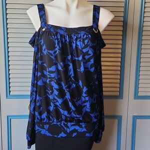 Thalia Sodi Blue & Black Cold Shoulder Top